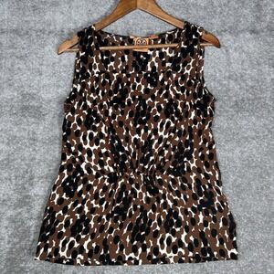 Tory Burch Top Women's Size 8 Black Brown Tank Silk Sleeveless Lightweight *Flaw